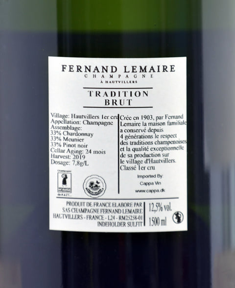 Brut Tradition 1’er Cru, Fernand Lemaire, Hautvilliers, Vallée de la Marne Champagne 2019 MAGNUM